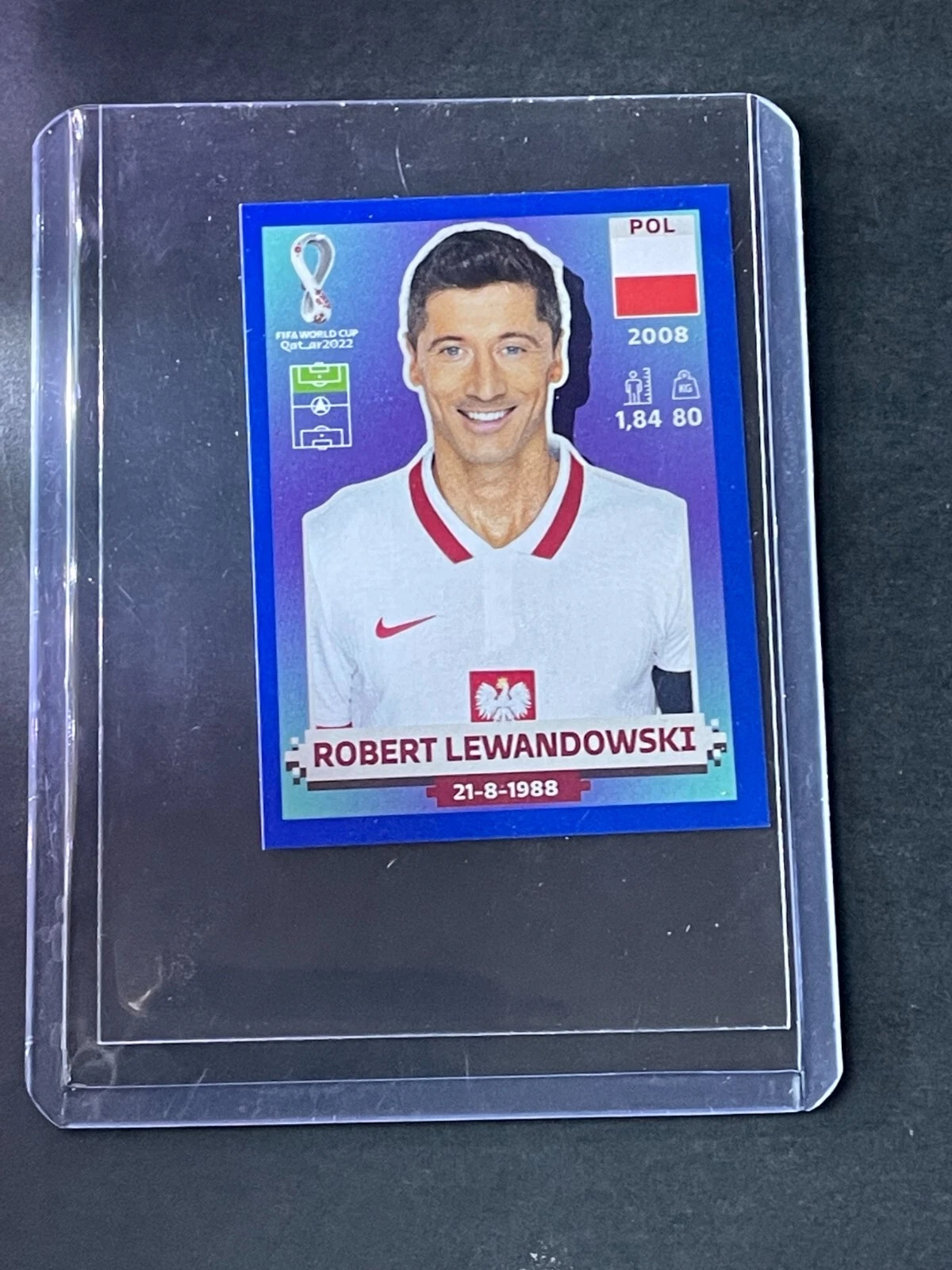 Panini FIFA World Cup Qatar 2022 Stickers ROBERT LEWANDOWSKI BLUE PARALLEL