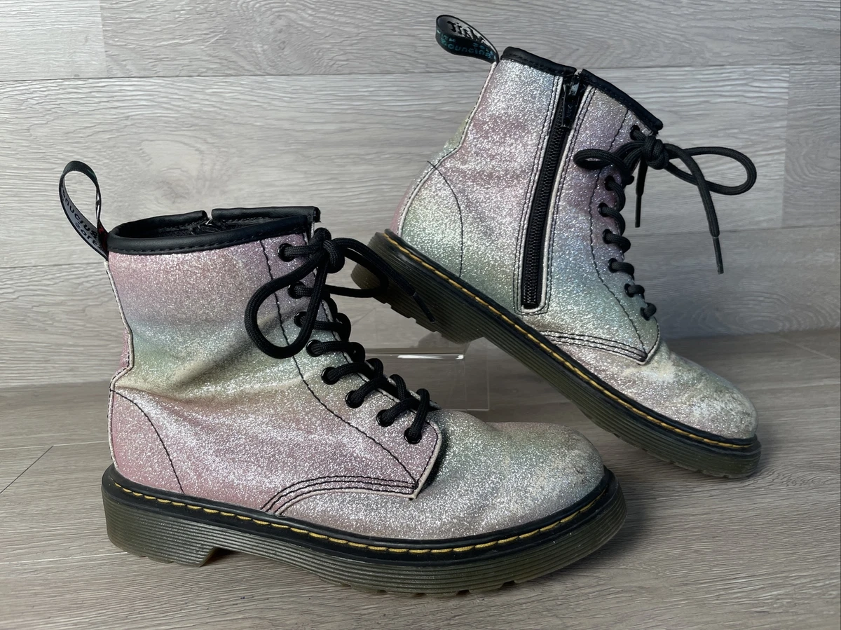 vergeetachtig methodologie Woordenlijst Dr Martens AirWair Girl 1460 Multi Rainbow Silver Glitter Boots size 3  Women 4.5 | eBay