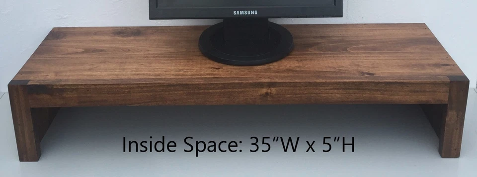 Elevador de TV/portátil/barra de sonido soporte moderno madera maciza hecho en EE. UU.  Foto 3 de 4