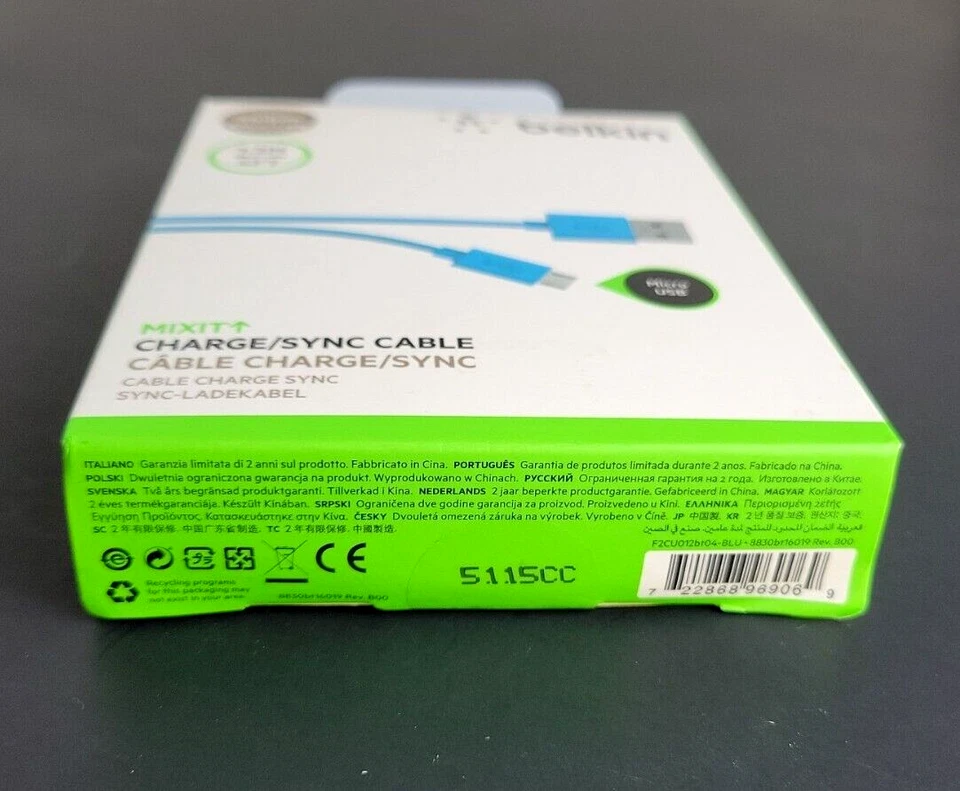 Blue Belkin MIXIT 4 ft Micro-USB to USB Cable for Mobile Devices - New & Sealed - Image 4 of 4