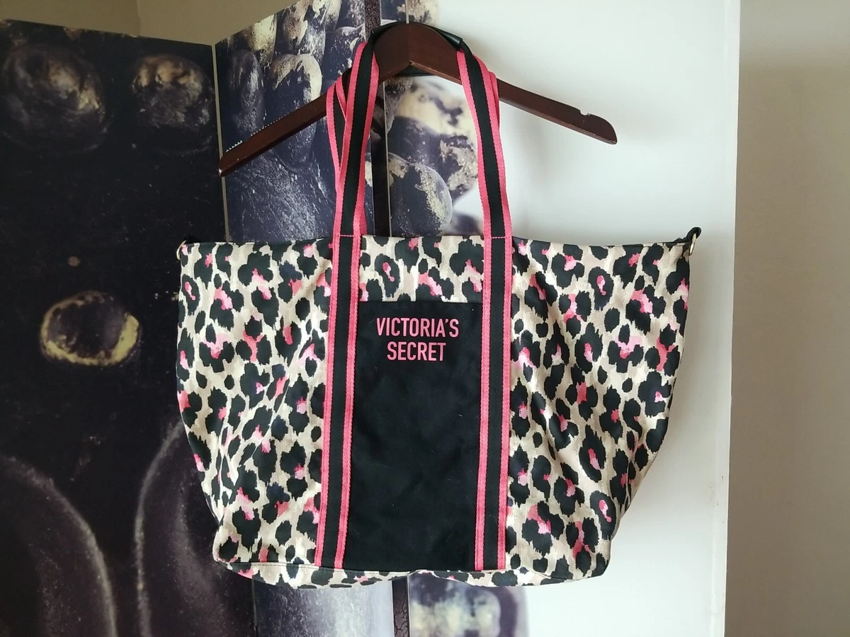 LRG Pink Black Leopard Victoria Secret Weekender Travel Duffle Tote Bag