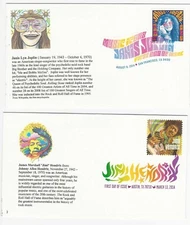 Jimi Hendrix & Janis Joplin FDCs on A2Z cachets with Digital Color Postmarks