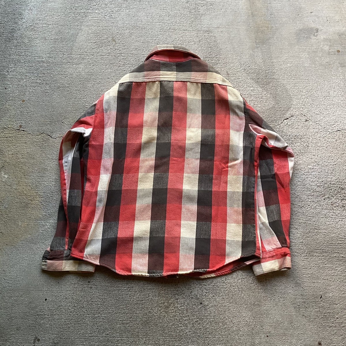 Vtg 70s JC Penney Big Mac 100% Heavy Soft Cotton Flannel Red