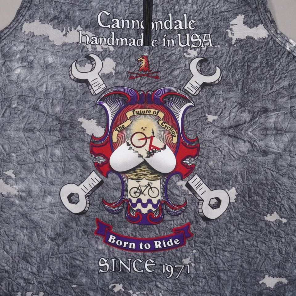 Vintage Cannondale Born To Ride Sleeveless Cycling Jersey Womens Large Gray USA - Image 3 of 4