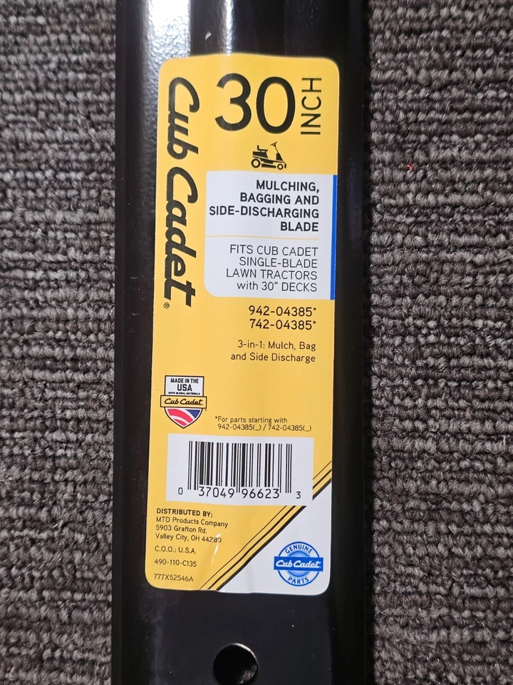 CUB CADET 490-110-C135 30" Hoja 3 en 1 para plataformas de corte de 30" para CC30 y CC30 H Foto 3 de 4