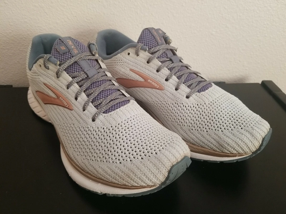 Brooks Womens Revel 3 1203021B089 Gray Gold Running Shoes Lace Up Size 9.5 B