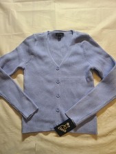 Girls' Ribbed Cardigan Sweater Art Class Midweight V Neck Light Blue Size Large