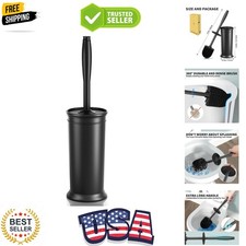 Elegant Vintage Toilet Brush Set with Extra Long Handle  Covered Holder