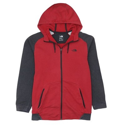 The North Face Herren Hoodie rot grau Full Zip XL FlashDry Baumwollmischung