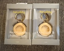 Heyday Silicone Apple Airtag Holder & Keychain x 2 - Yellow w/ Carbiner Clip NEW