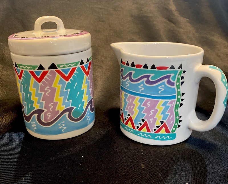 Chaleur Creamer And Sugar By Judith Geiger Rare Southwest Pattern