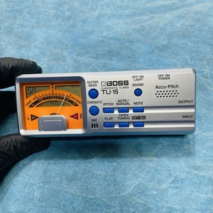 Boss TU-15 Chromatic Guitar Bass Tuner Accu-Pitch Silver Digital Portable LCD