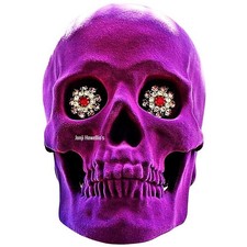 Velvet Skull Gothic Ornament Purple Jewelled Gaze Nemesis Now Pagan