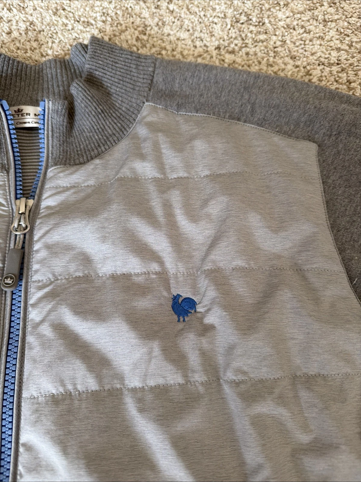 Peter Millar Crown Comfort Hybrid Full Zip Quilted Knit Jacket Gray XL - product detail image 3