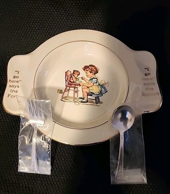 ''MY OWN PLATE'' Child Plate Spoon Fork Early-mid 1900's. Baby gift. 