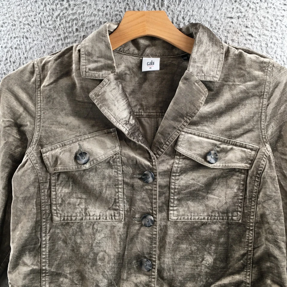 Chaqueta Blazer Cabi Mujer M Marrón Recortado Botón Muesca Frontal Solapa Bolsillos en el Pecho Foto 2 de 4