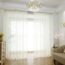 Window Sheer Curtains 84 Inches Long 2 Panels 52"W x 84"L Pack of 2 Beige