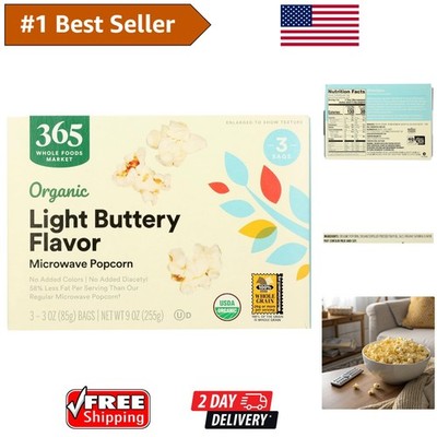 9 Ounce Organic Microwave Popcorn with Light Butter - Perfect for Quick Treats