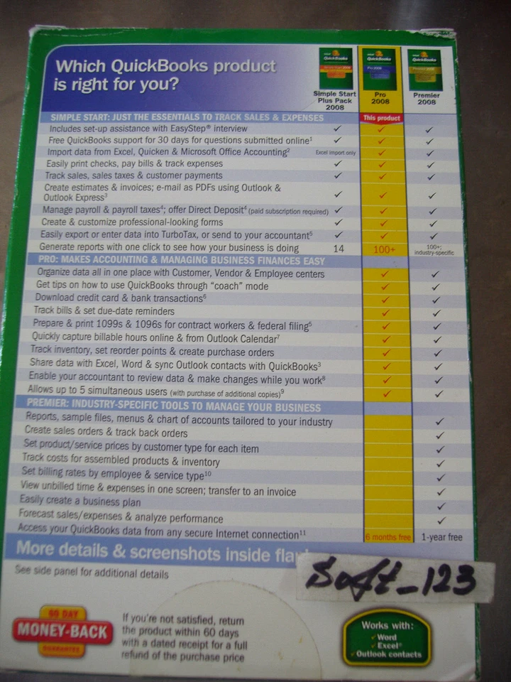 INTUIT QUICKBOOKS PRO 2008 FOR WINDOWS FULL RETAIL US VERSION =NEW SEALED BOX= - Image 2 of 4