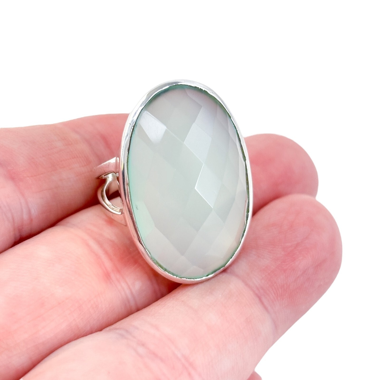 Faceted Blue Chalcedony Statement Ring | Estate S… - image 1