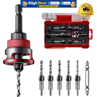 High-Speed Steel Countersink Drill Bit Set - 6 Pieces for Wood & Metal Projects