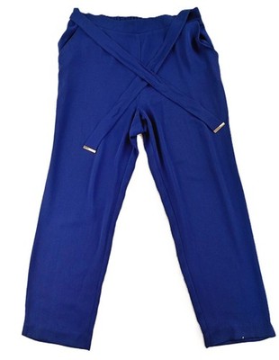 Edit by Mark Heyes Trousers Women's Size 16 Blue Flat Front 1/2 Tie Ankle Grazer