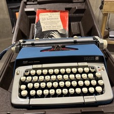 Smith Corona Galaxie 12 Twelve XII Typewriter with Case Vintage 1970s Blue thumbnail
