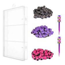 210* Nail Sanding Bands Set W/ 2 Sanding Shank For Manicure Pedicure Drill Bit