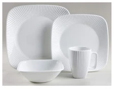 U Pick- Corelle Scandia White Dinner Bowl Lunch Plate  & More Fluted Edge Square