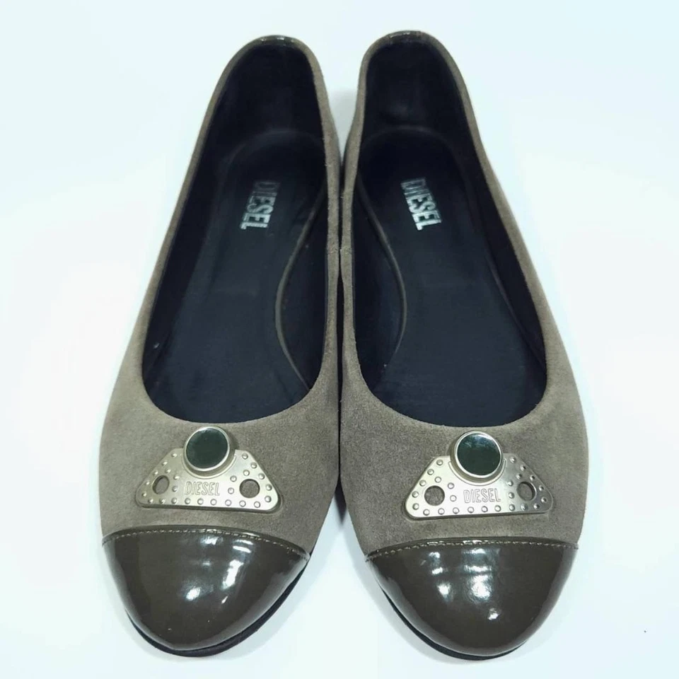 Sapatos casuais femininos Diesel camurça logotipo hardware UE37 cáqui Japão - Imagem 4 de 4