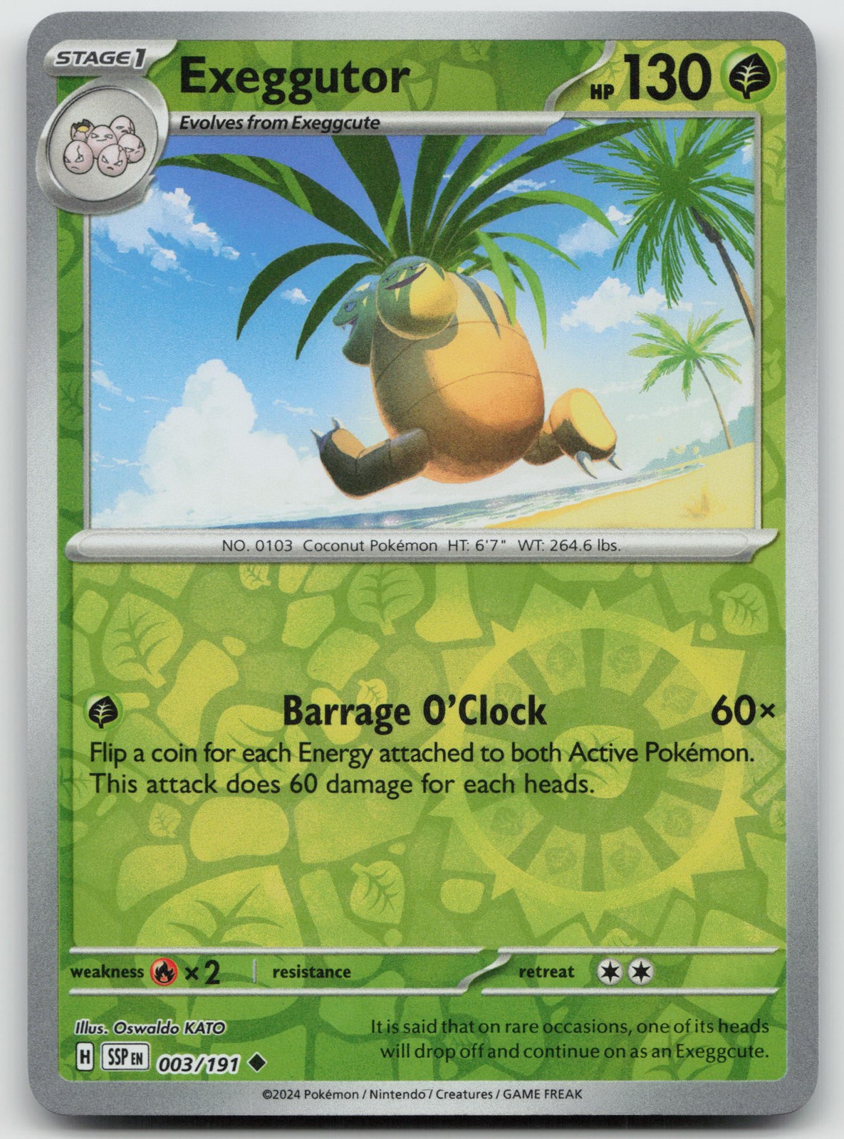 Exeggutor Uncommon Reverse Holo SV08: Surging Sparks 003/191 NM