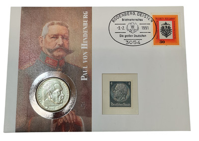 NUMISBRIEF PAUL VON HINDENBURG 5 REICHSMARK 1935 A SILBER RODENBERG DEISTER