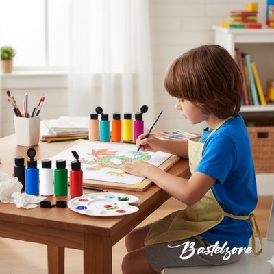 Premium Acrylfarben-Set für Kinder. 12 Farben x 60 ml mit Pinsel