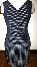 NWT BANANA REPUBLIC NAVY POLKA DOT SLEEVELESS CURVY ILLUSION DRESS       Sz 6