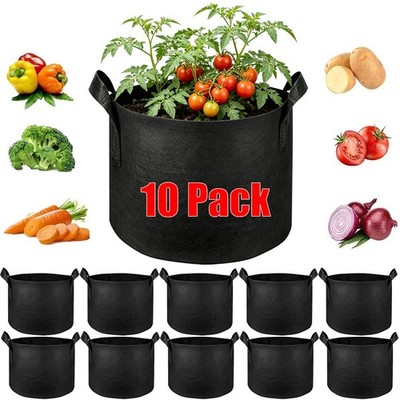 10 Pack 5 Gallon Plant Grow Bags Fabric Pot Nursery Soil Bag Nonwoven w/ Handle