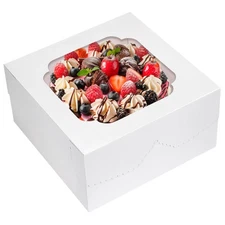 24pcs Cake Boxes, 12x12x6 Inch Square Bakery Boxes with Window Cajas Pasteles...