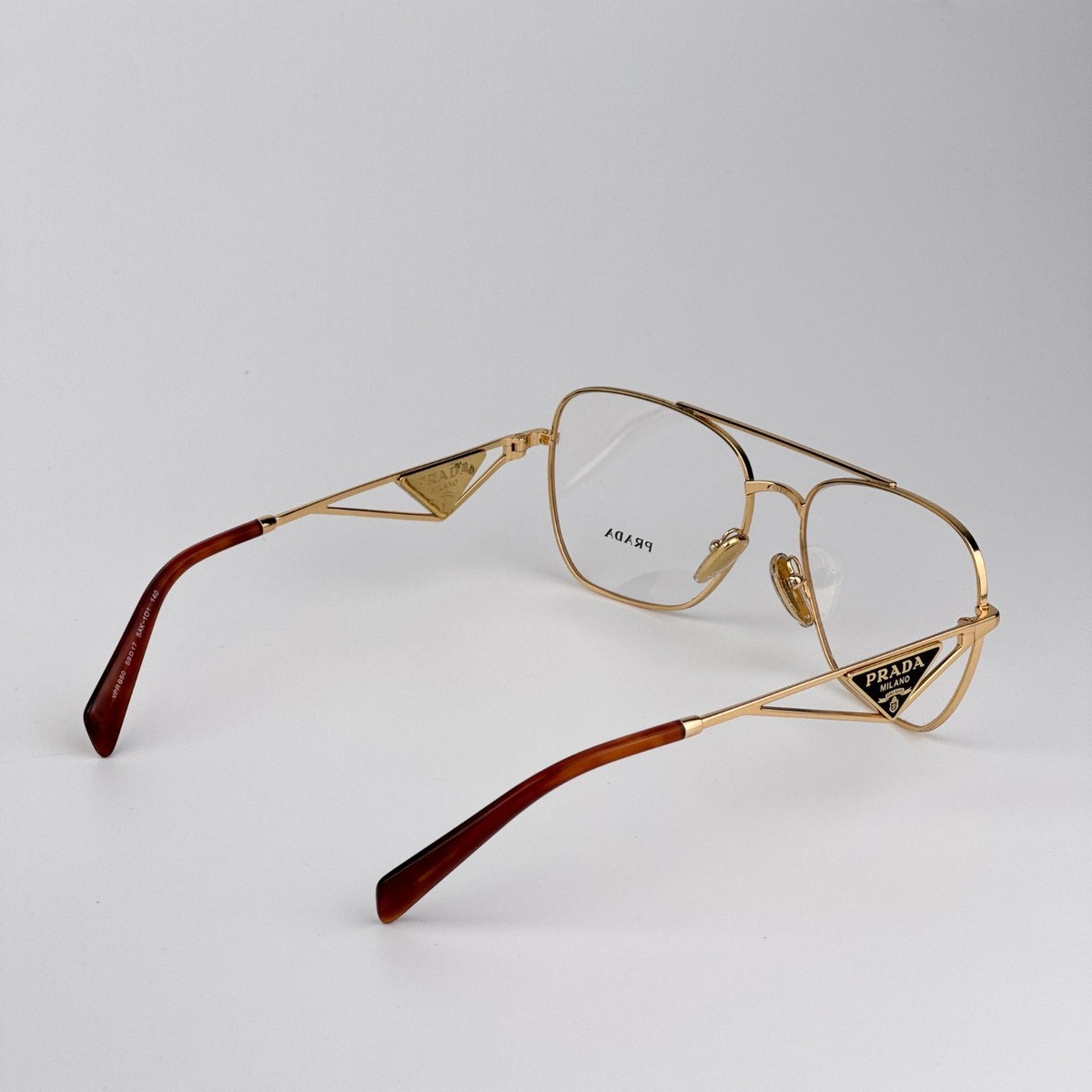 Prada Women Eyeglasses Gold Demo Rectangle PRB50V 5AK1O1 NEW  display picture 2