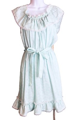 Miss Diva NY Woman's Size 7/8 Polyester Blend Green Lace Dress w/ Belt Made USA