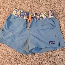 Patagonia Girl's Costa Rica 3" Baggies Shorts Iggy Blue Size 7-8