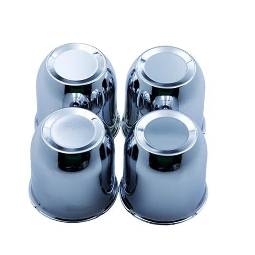 4 Push Through Chrome Wheel Center Caps for Trailer Wheel Rims 3.25" Center 