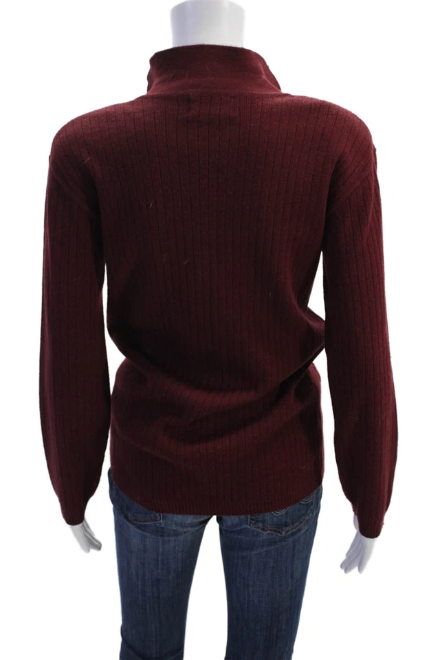 Suéter Adolfo Mujer Mangas Largas Cuello Redondo Vino Rojo Mezcla Lana Talla Pequeña Foto 3 de 4