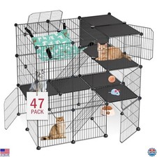 Deluxe 3-Tier Cat Cage - DIY Catio  Playpen with Hammock for 1-3 Cats, 2x3x3