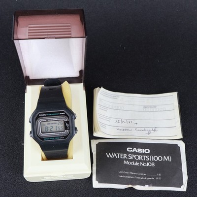 Vintage Casio W-200 Marlin Module 108 Digital Chronograph Uhr Box Papiere 1981