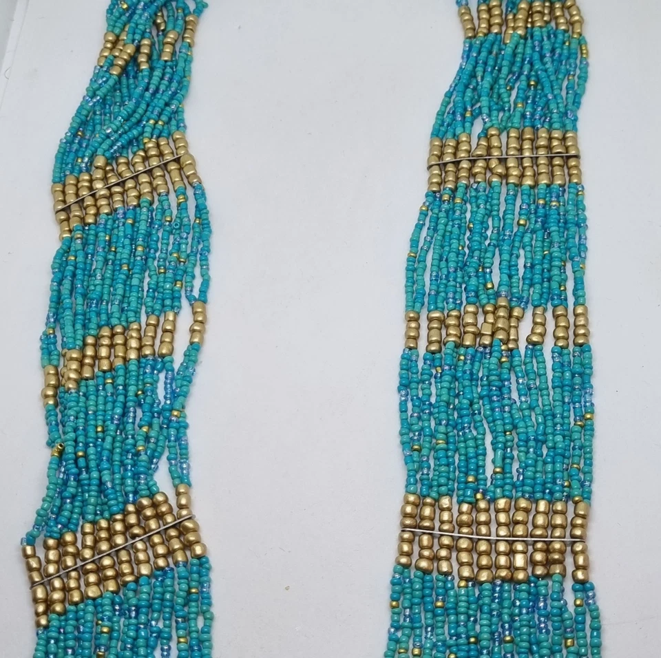 Turquoise Boho Big Statement Vintage Oversized Bohemian glass bead Necklace — 第 4/4 张图片