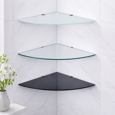 Glas Eckablage Bad Dusche Küche 6mm ESG Wandregal Halbrund flexibel montierbar