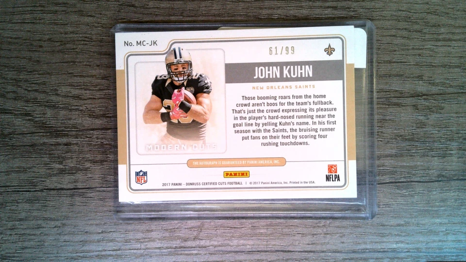 John Kuhn 2017 cortes certificados Donruss #MCJK cortes modernos rojo 61/99 Foto 2 de 2