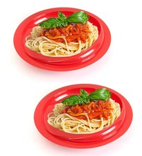 2 PCS Red Spill Proof 9.2 Inch Scoop Plate Non Skid Suction Base Adaptive