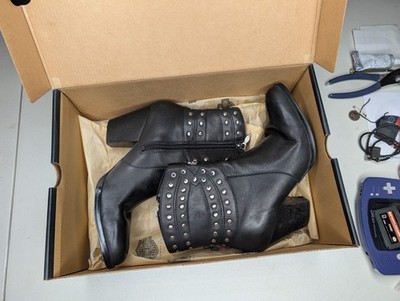 VTG Harley Davidson Women's Dazzle 5in Boot Size 6 M Black w/ Studs + Logo 2005