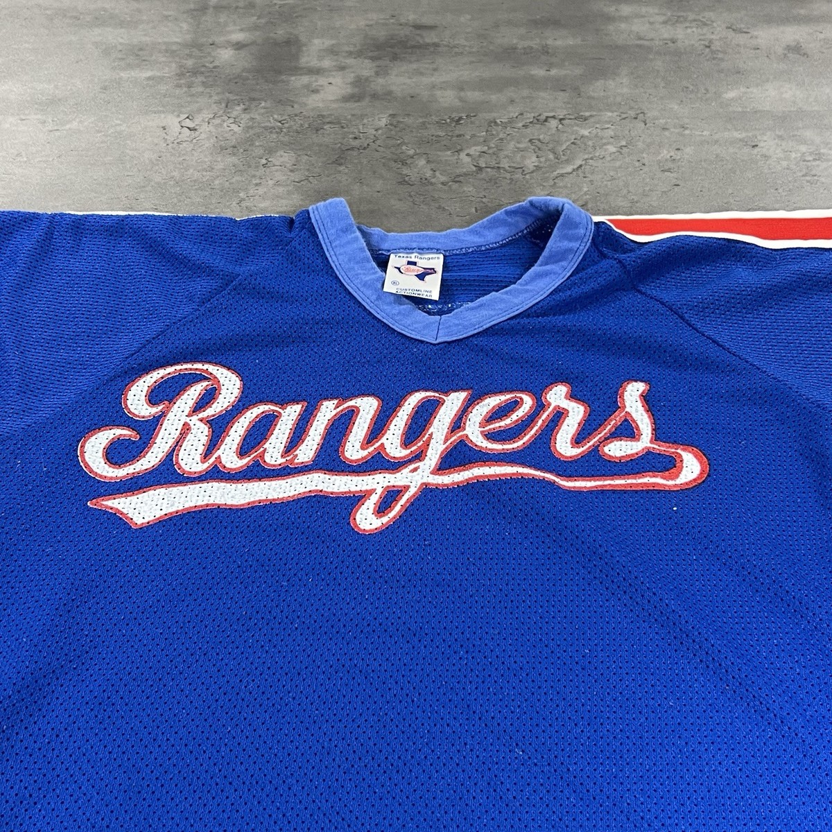 True Vintage 80s Texas Rangers Jersey XL Babydoll M Blue