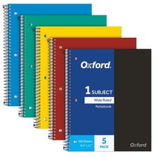 Oxford 1 Subject Spiral Notebook, Notebooks for School, Plastic Covers, Back to